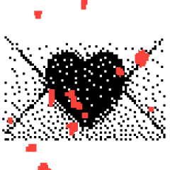 Herz auf Briefumschlag, Pixelart
