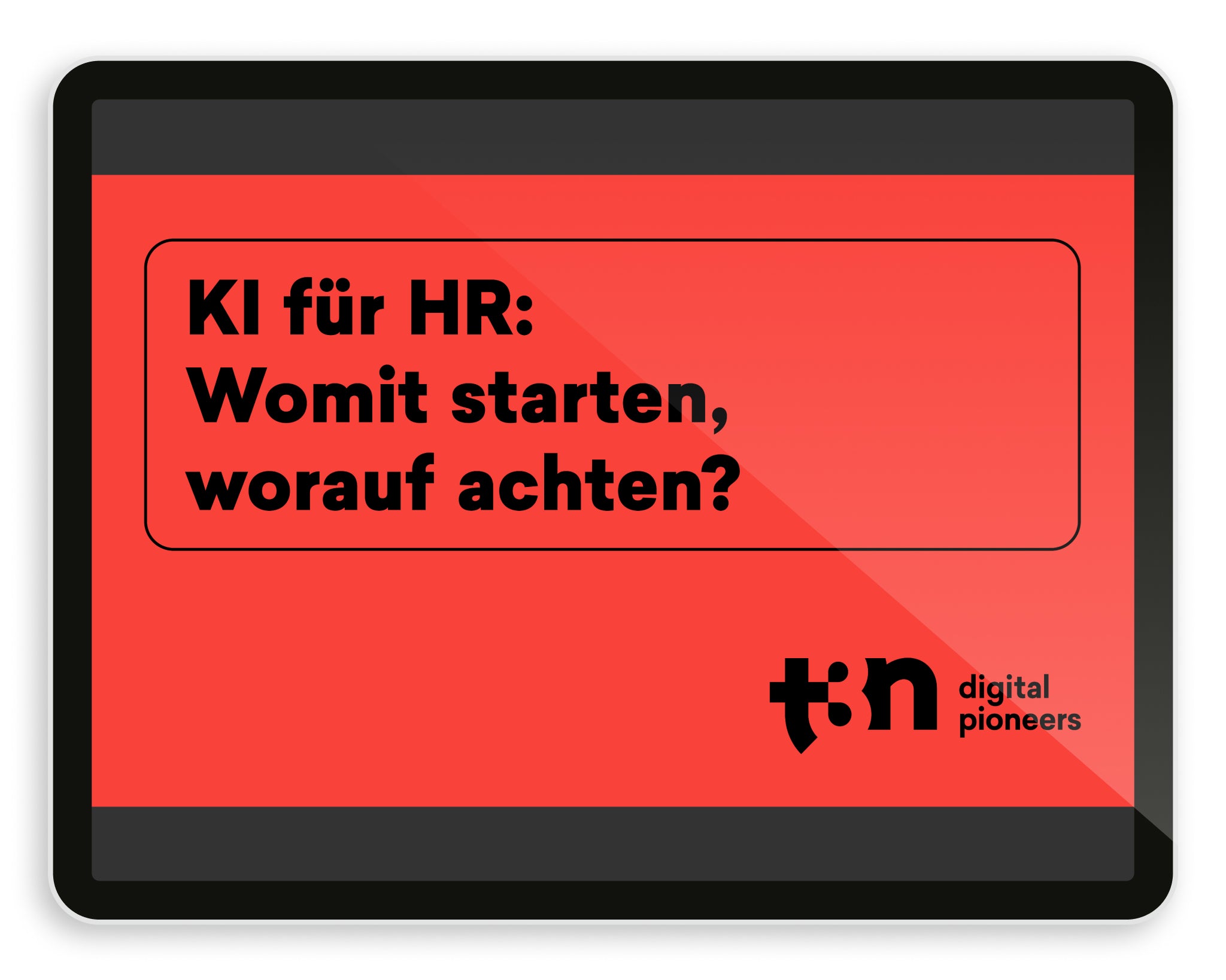 Cover des Papers, schwarzer Text auf rotem Grund "KI für HR: Womit starten, worauf achten?"